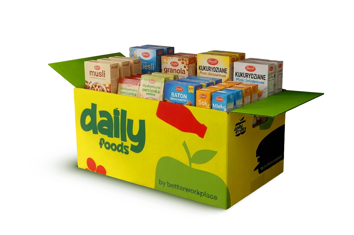 Paczka Remote Welcome - otwarty box produktów śniadaniowych